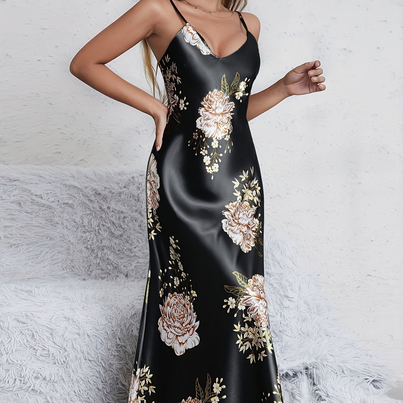 Elegant Floral Maxi Dress – Sleeveless Summer Loungewear