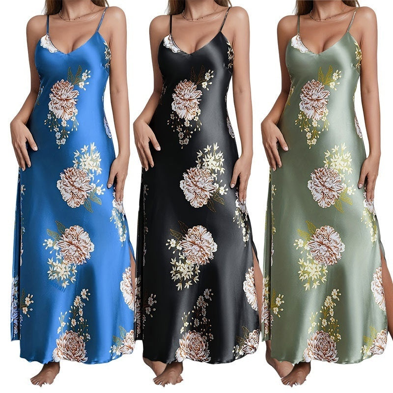 Elegant Floral Maxi Dress – Sleeveless Summer Loungewear