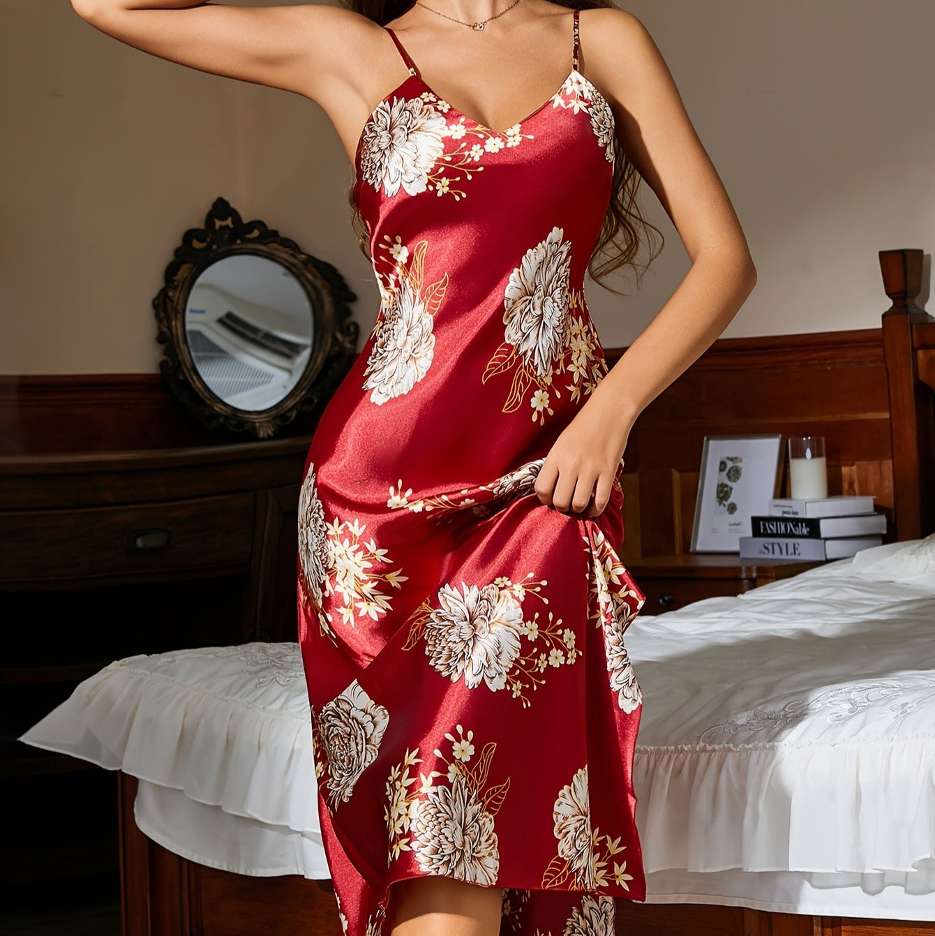 Elegant Floral Maxi Dress – Sleeveless Summer Loungewear