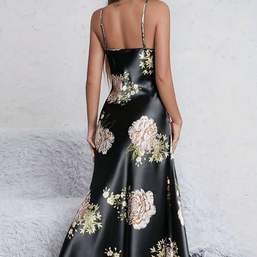 Elegant Floral Maxi Dress – Sleeveless Summer Loungewear