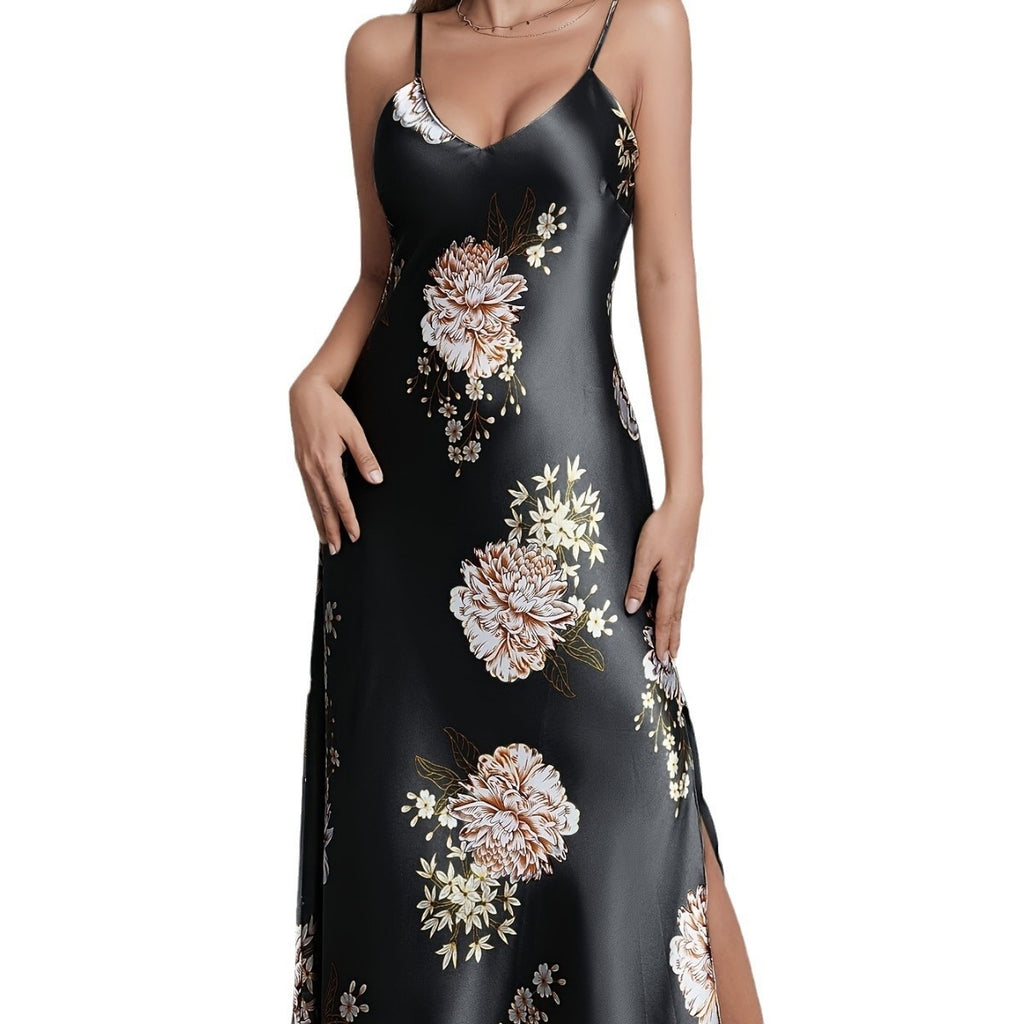 Elegant Floral Maxi Dress – Sleeveless Summer Loungewear