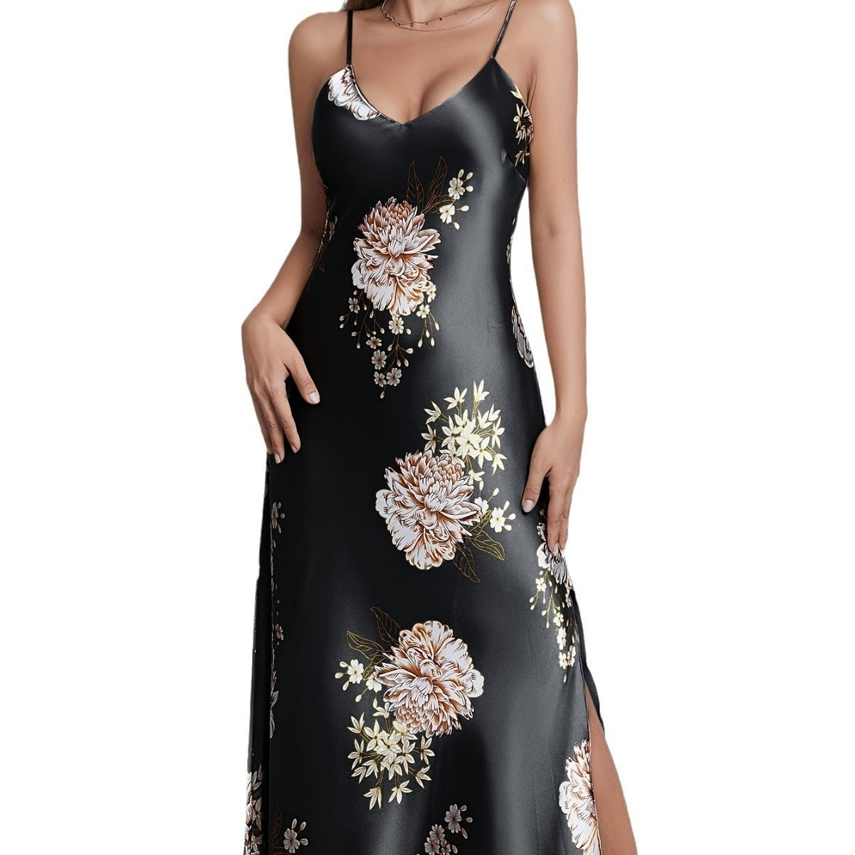 Elegant Floral Maxi Dress – Sleeveless Summer Loungewear